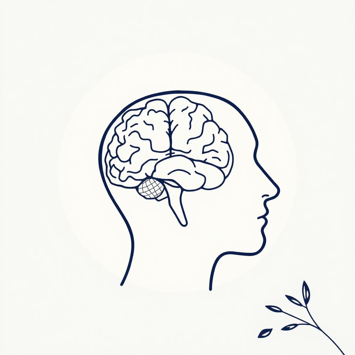 Ilustração de perfil humano com cérebro